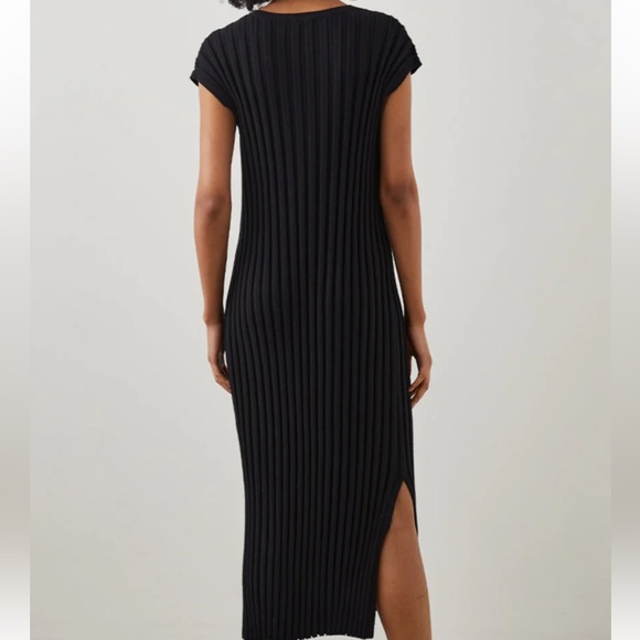 Rails NWT Ashley Vneck Black Cotton Blend Wide Ribbed Knit Dress size medium - Picture 4 of 14